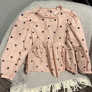 Zara girls size 7 pink with black polka dots